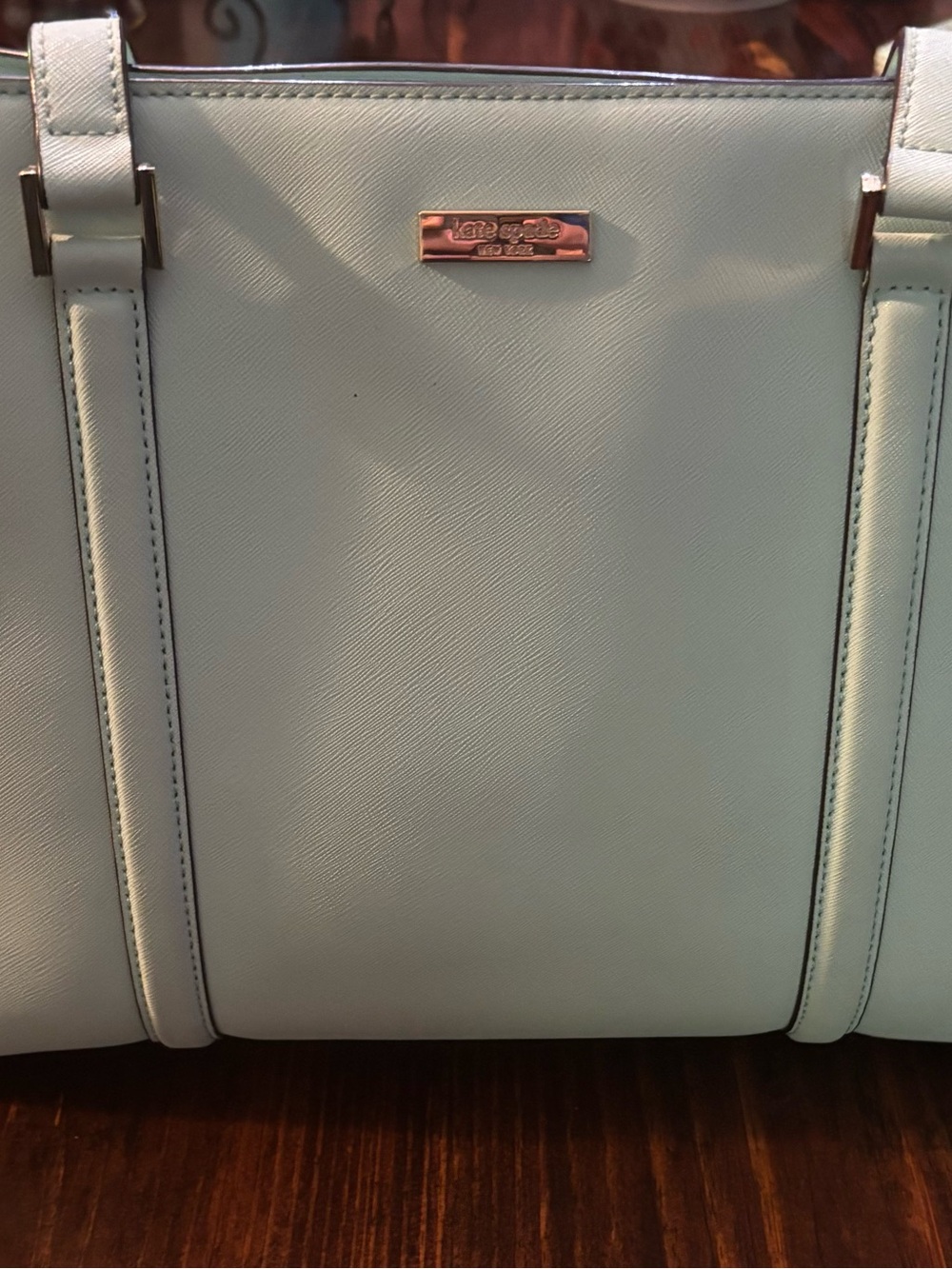 kate spade mint tote with gold hardware